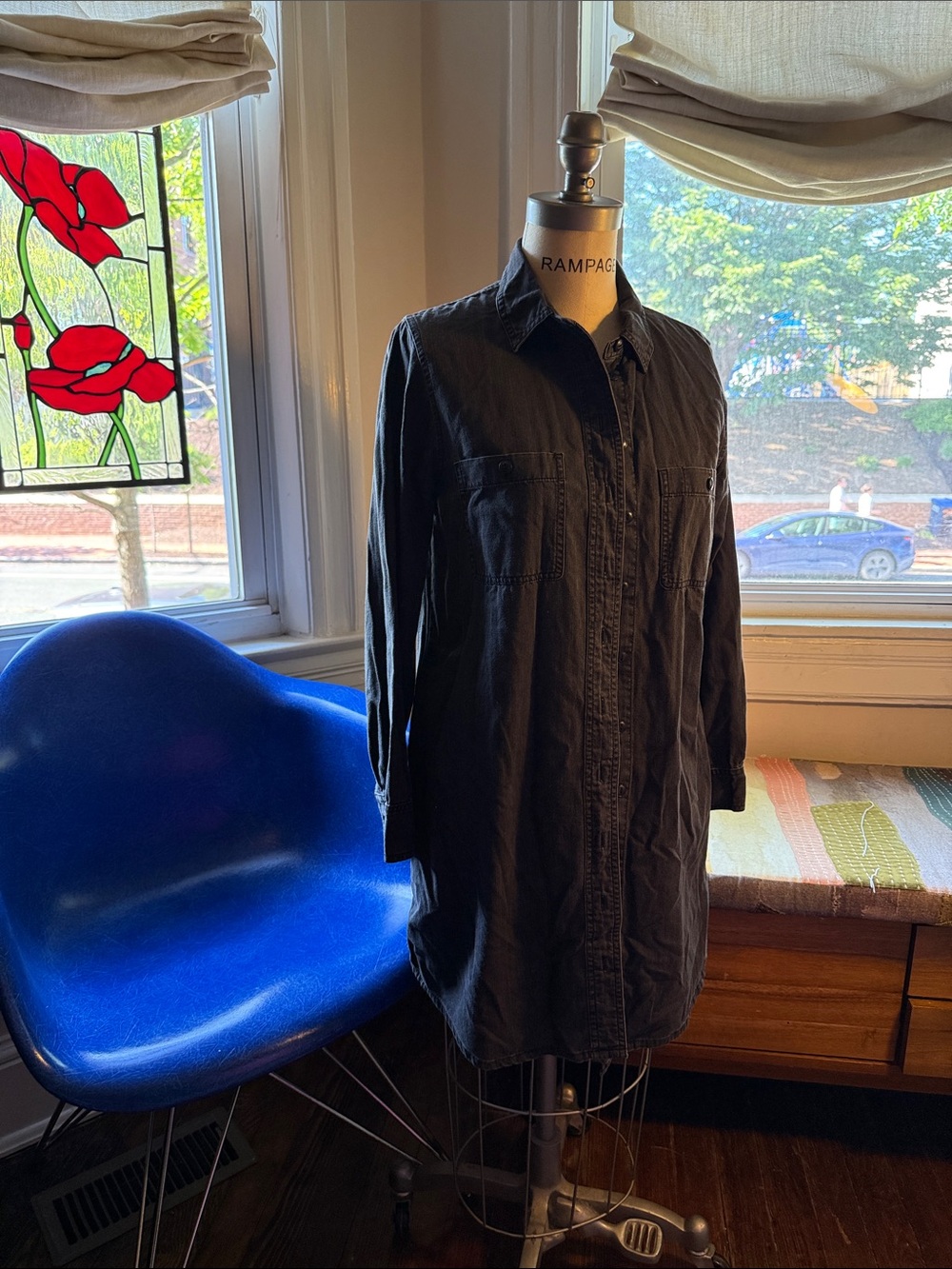 Madewell Black Button-Up Mini Shirt denim Dress